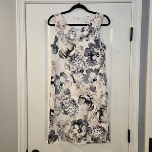 Calvin Klein Above The Knee Fully Lined Black And Whute Floral Dress Size Small